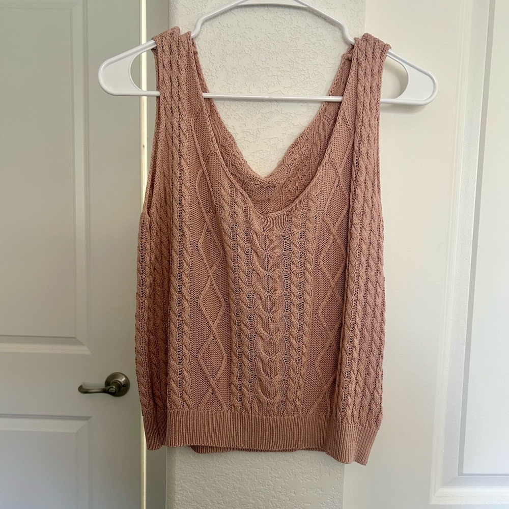 SHEIN V-Neck Cable Knit Sweater Vest